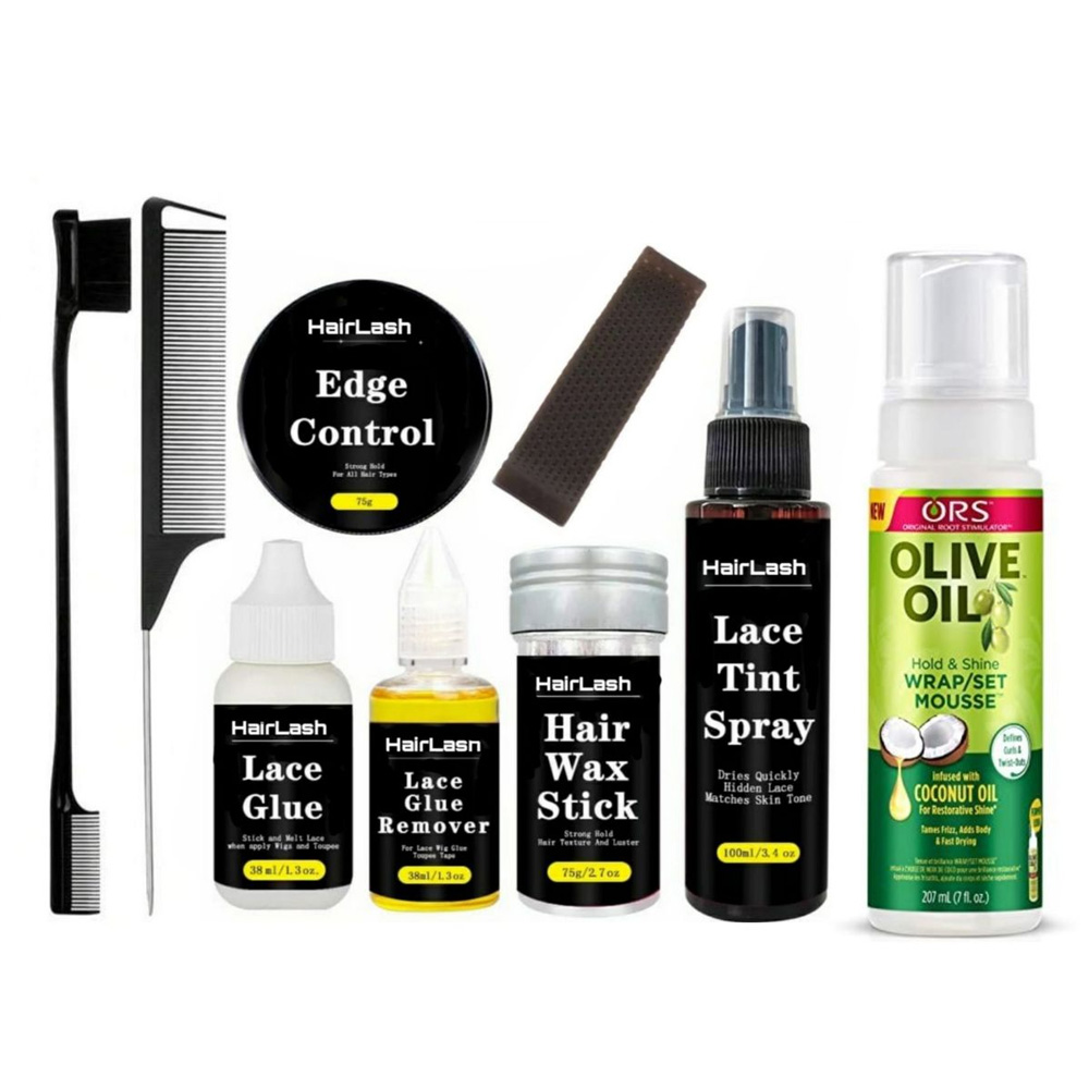Wax Stick, Glue, Glue Remover, Edge Control, Brush, Comb, Olive, Tint & Grip
